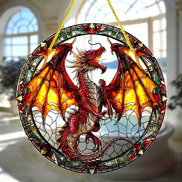 Suncatcher Dragon Wyvern Fantasy Magic Window Decor Art Colorful In/Outdoor - Picture 2 of 6
